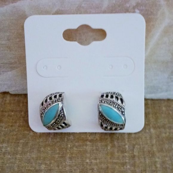 925 Sterling Silver Turquoise Earrings - Picture 1 of 11